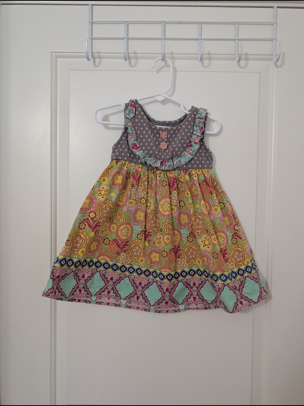 Matilda Jane 2/4 Girls Boho Floral Ruffle Polka Dot Dress Mixed Print
